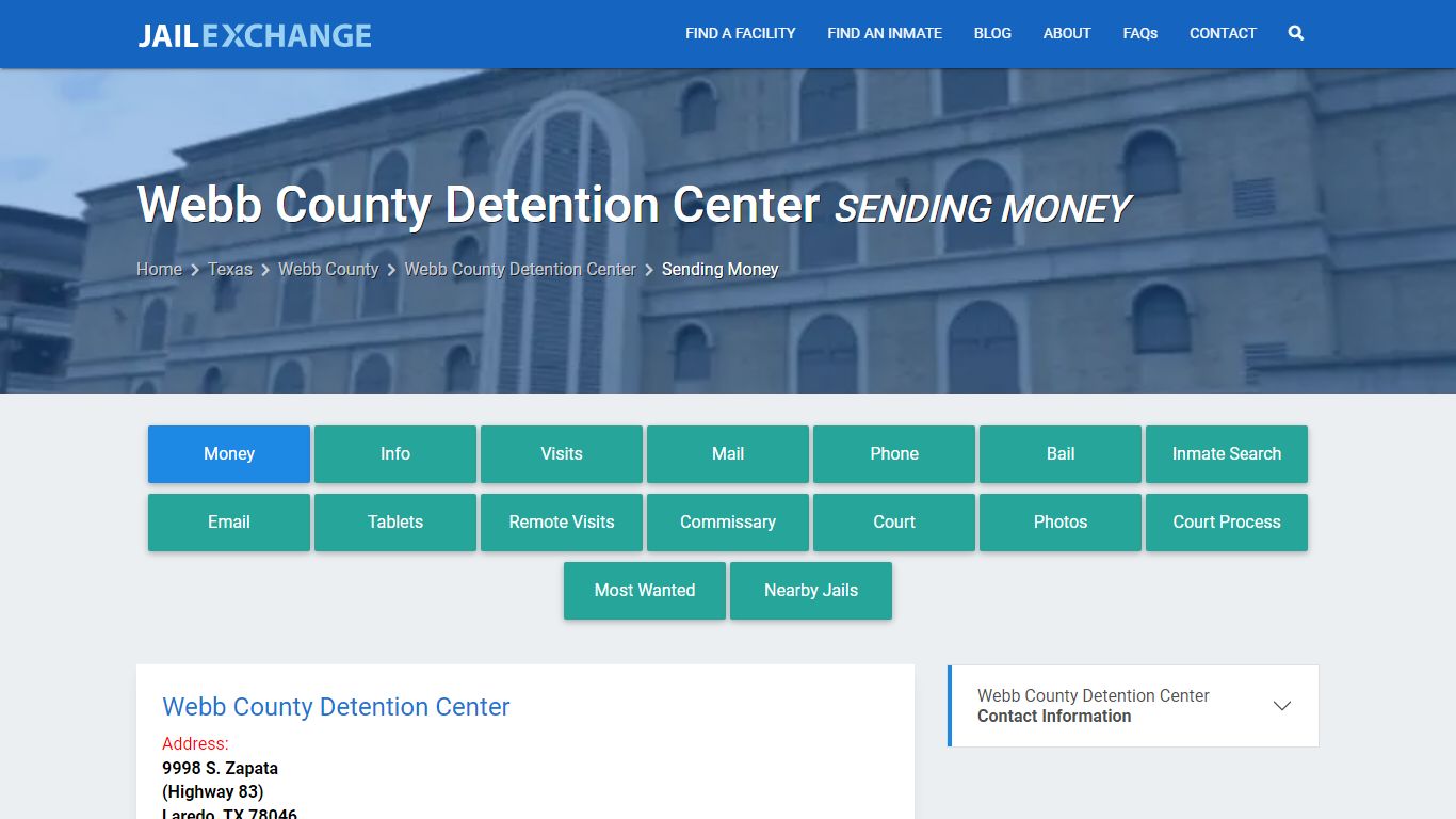 Send Money to Inmate - Webb County Detention Center, TX - Jail Exchange